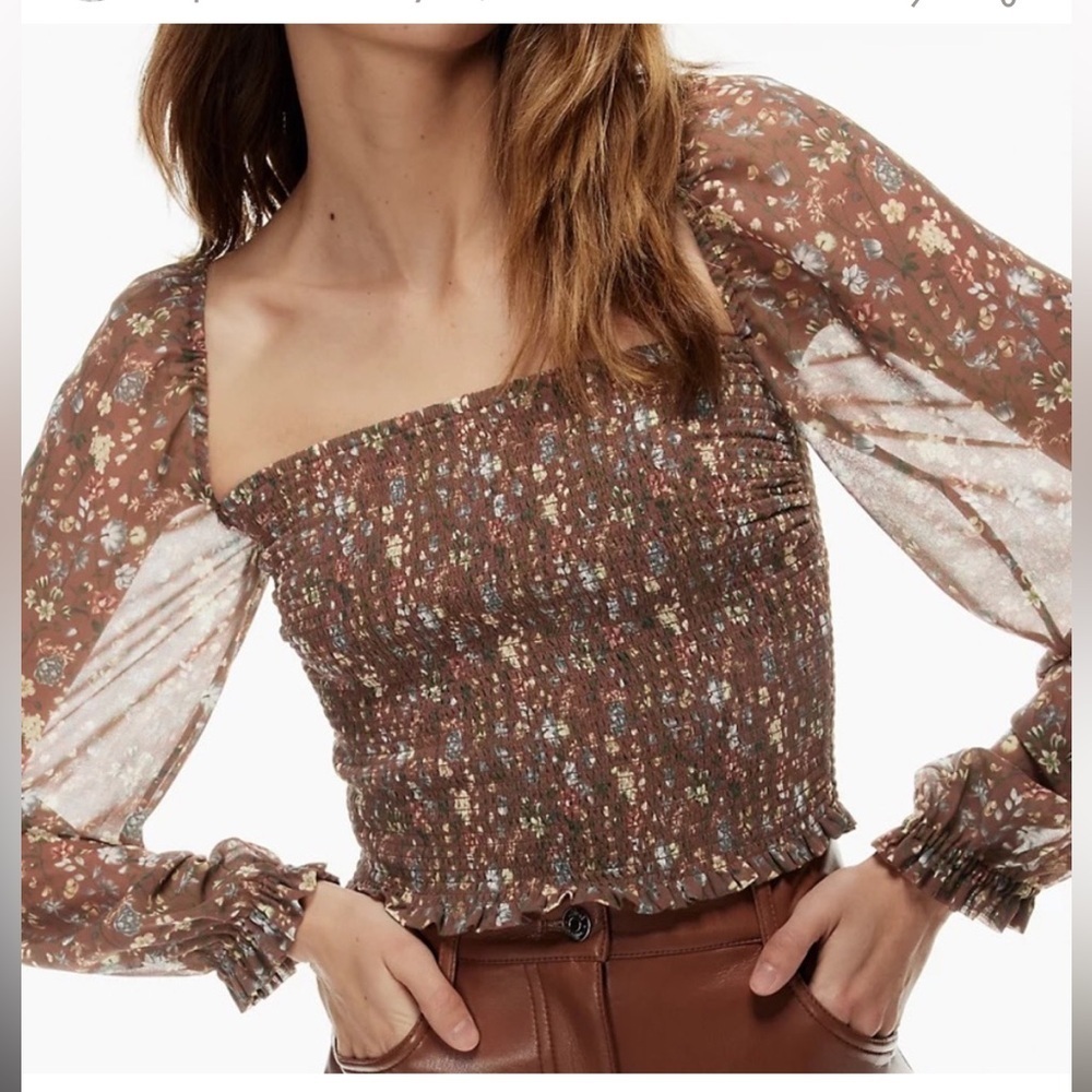 Wilfred Aritzia Saga Blouse in Epicurean Brown Light Burch Size XS Retail $110